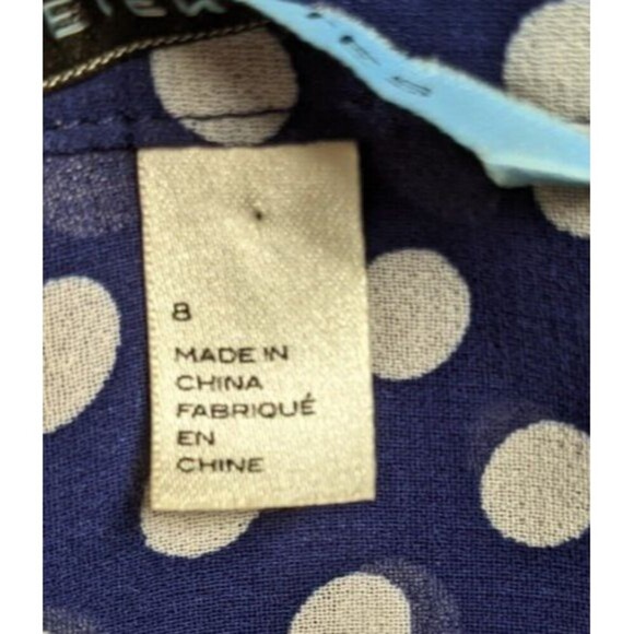 Anthropologie LEIFNOTES "Times Two" Polka Dot Floral Tie Front Blouse Size 8 - Picture 8 of 10